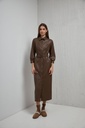 Eco-leather dress with 3/4 sleeves