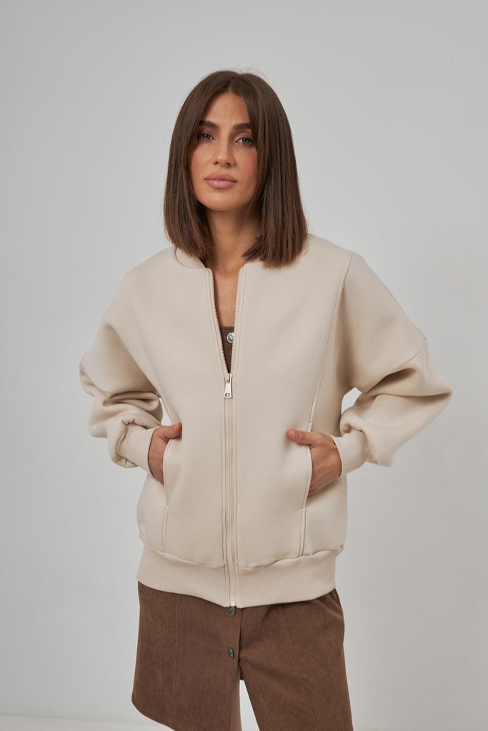 Bomber jacket with zipper