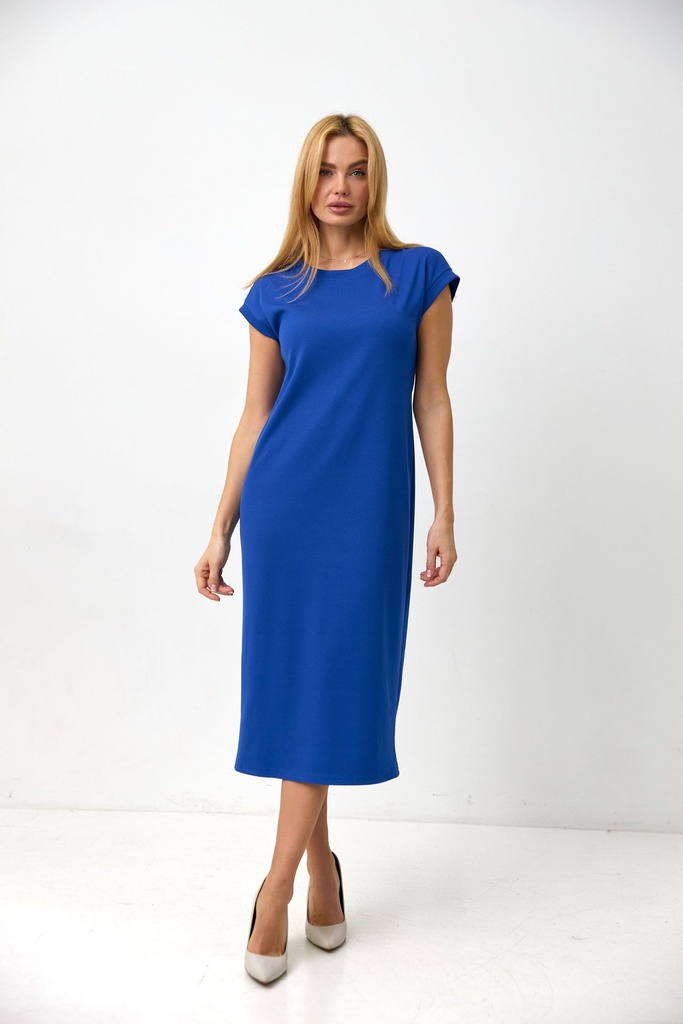 Straight dress made of rib with slits