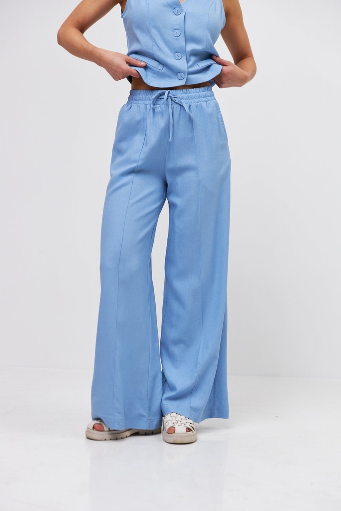 Pantaloni din in cu elastic