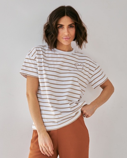 Tricou in dungi cu broderie Mikey