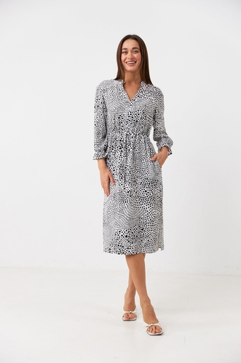 Dress with drawstring at the waist